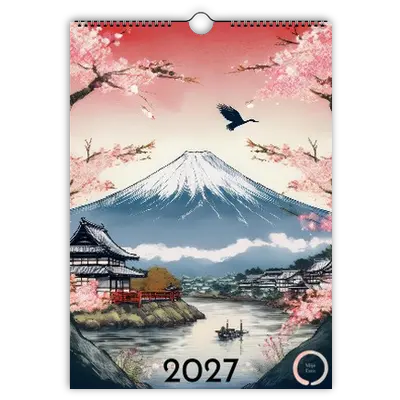 Ein Jahr in Japan Aquarell-Wandkalender 2027 mit Fuji und Kirschblüten