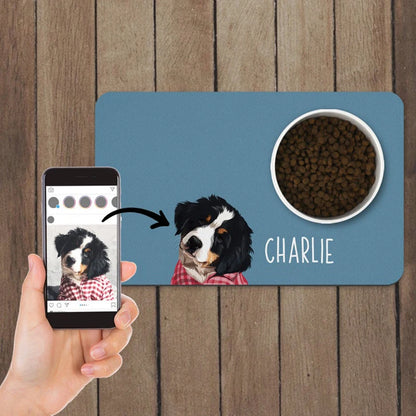 Bowl mat with color picture and name of your pet