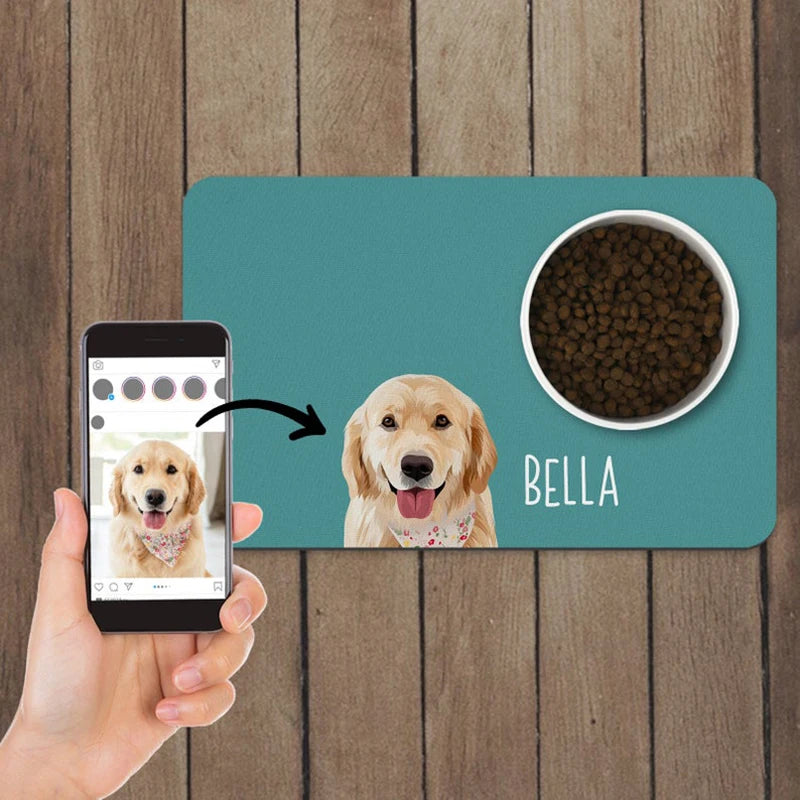 Bowl mat with color picture and name of your pet