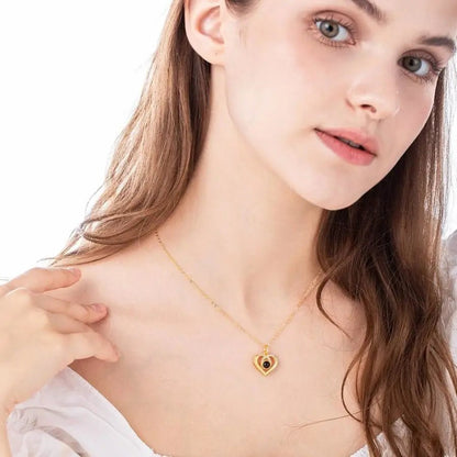 Herz-Halskette mit Strasssteinen und Projektion für ein Bild deiner Wahl - Mija Esro