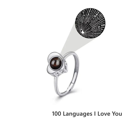 Herz Ring mit Projektion für ein Bild deiner Wahl oder Text in 100 Sprachen -Ich liebe dich- Mija Esro