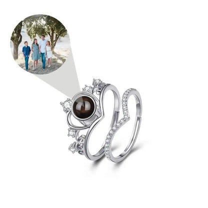 Kronen-Ring mit Strass und Projektion eines Bildes deiner Wahl - Mija Esro
